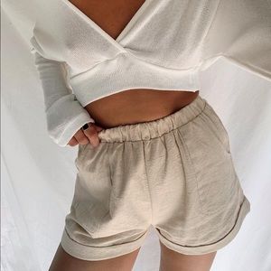 Princess Polly Linen Shorts - Beige